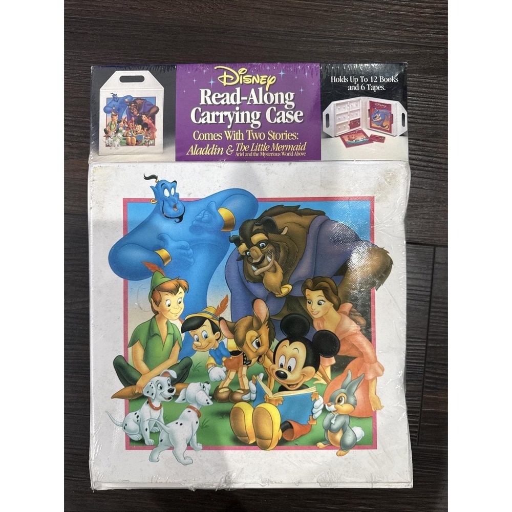 Six Disney Read-Along Stories with Carrying Case 6 Books 3 Tapes Vintage Sealed